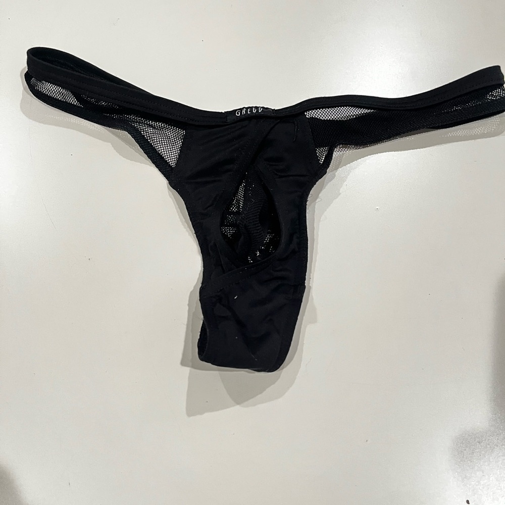 Gregg Homer Black Sheer Mesh Thong